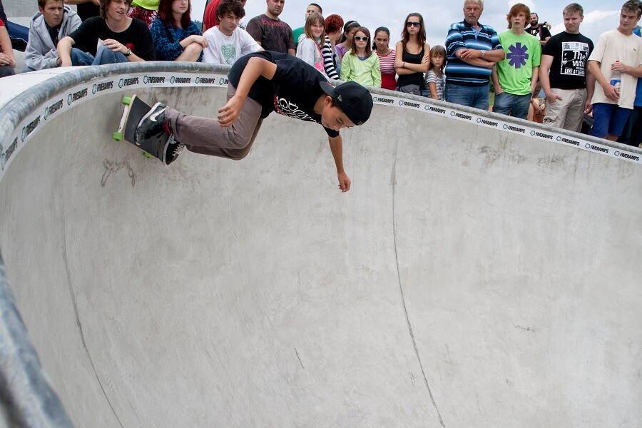 SLOVAKIA, RUZOMBEROK – JUNE 23 2012:  Skater doing tricks in skate park